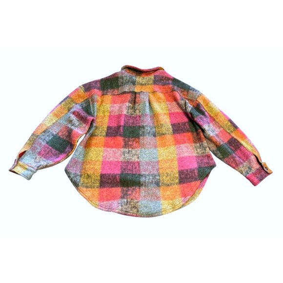 Colorful Plaid Shacket Oversized Button Down Shirt Jacket Women S - Picture 9 of 9
